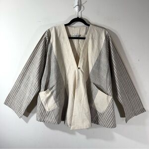 Yasuko Kurisaka Kimono Style mixed Stripe Cardigan